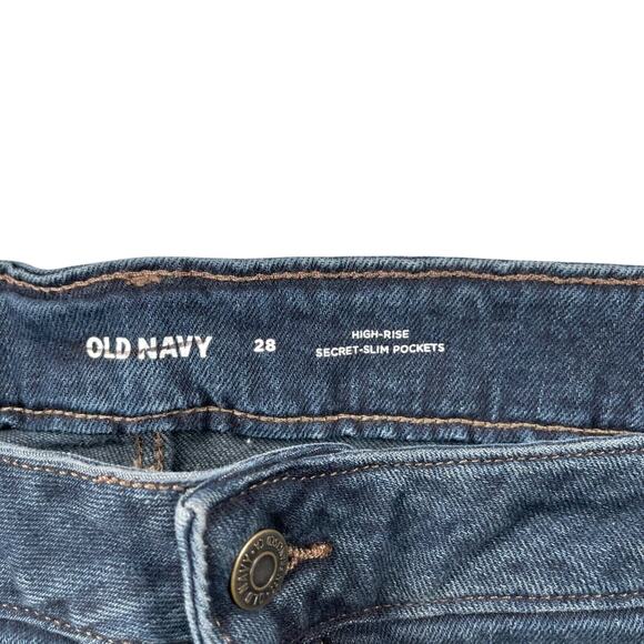Old Navy Skirt 28 High Rise Secret Slim Pockets Denim Mini Button Fly - Picture 4 of 7